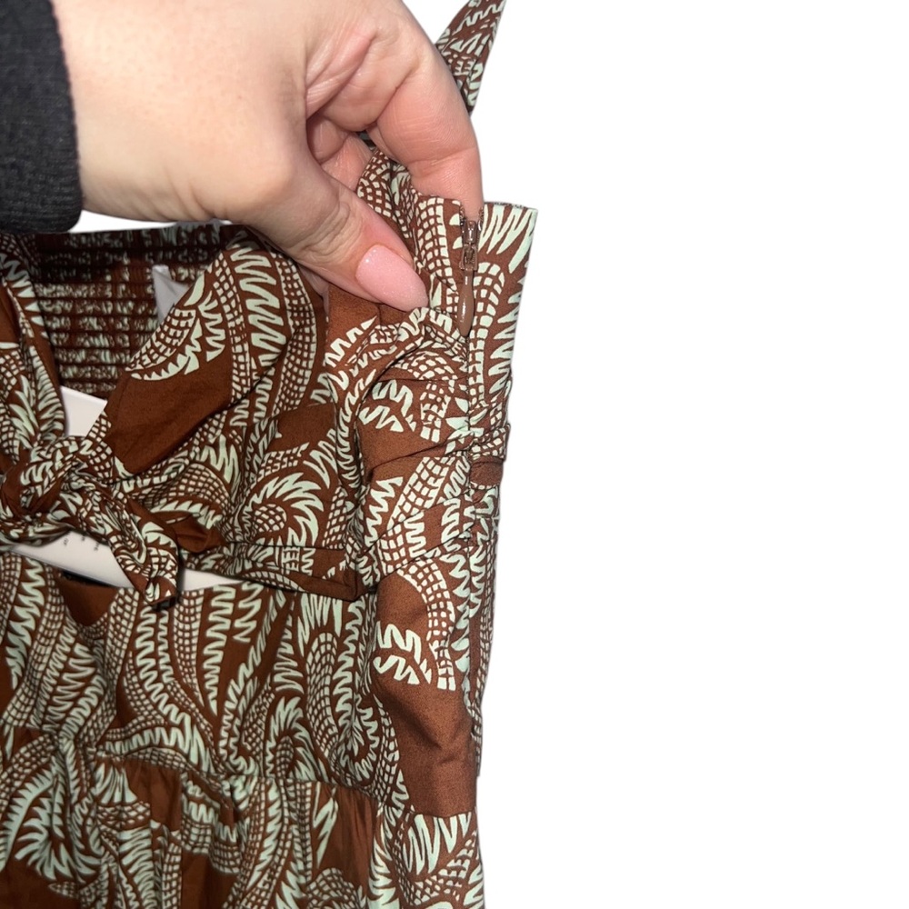 NEW NWT A.L.C. Laura Cotton Poplin Maxi Dress In Cognac & Green Ash Print - Picture 6 of 14